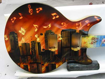 The 'Cities On Flames' guitar in progress 